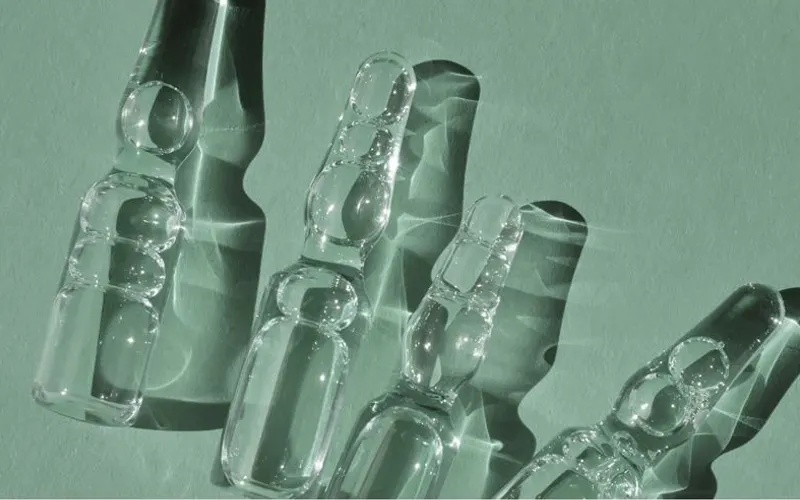 Glass ampoules representing brightening treatments