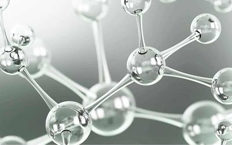 Molecular structure representing hyaluronic acid filler