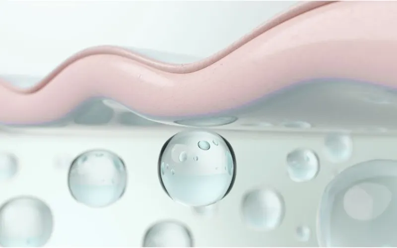 Layers of hydrating gel droplets representing Hydro Skin Balm