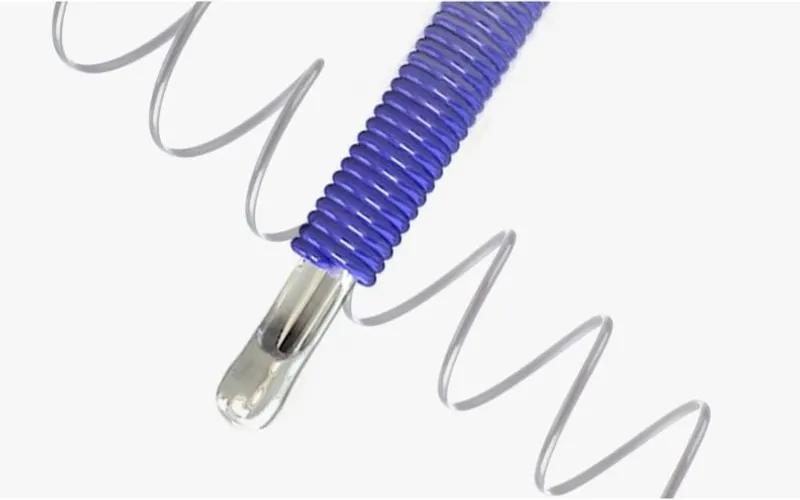 Spring-shaped volume thread on a cannula
